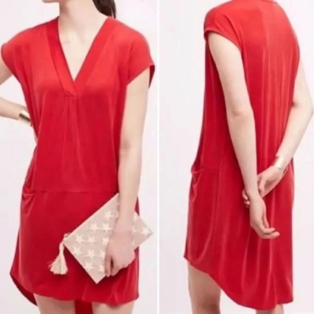 Dolan Left Coast Red‎ Tunic Dress Size S Loose Fit Minimalist Lagenlook Resort